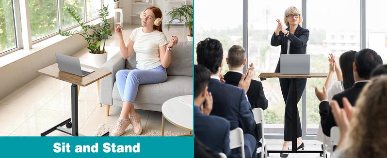 Mobile Rolling Standing Desk - Overbed Table, Teacher Podium with Wheels, Adjustable Work Table,for Home, Office, Classroom Mobile Rolling Standing Desk - Overbed Table, Teacher Podium with Wheels, Adjustable Work Table,for Home, Office, Classroom