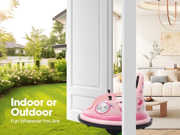 Sophia&William Bumper Car for Toddlers, 12 V Electric Ride On Car for Kids w/Parent Remote Control, 360° Spin, LED Lights & Music,DIY Stickers, for Boys & Girls