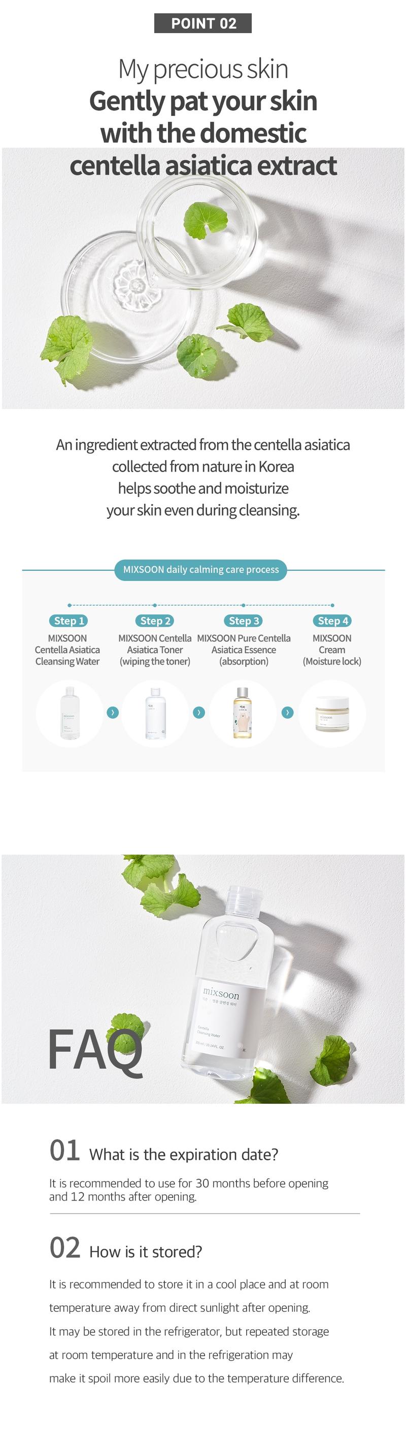 [mixsoon Official Shop] Centella Cleansing Water 10.14 fl.oz / 300ml - Hypollergenic Cleansing, Korean Glass Skincare Natural Liquid Cleanse Cleanser