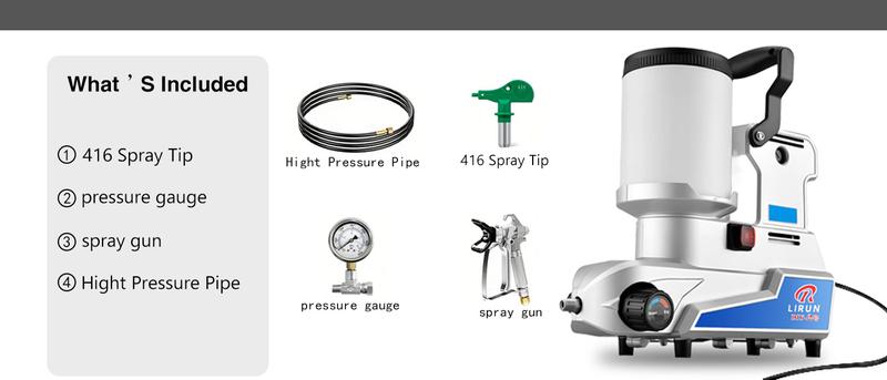 Portable Airless Paint Sprayer, 2.5 L/Min High Flow, 3 Adjustable Speeds, 2L Capacity with 5m Hose, Wall Sprayer for DIY Projects and Emulsion Paint