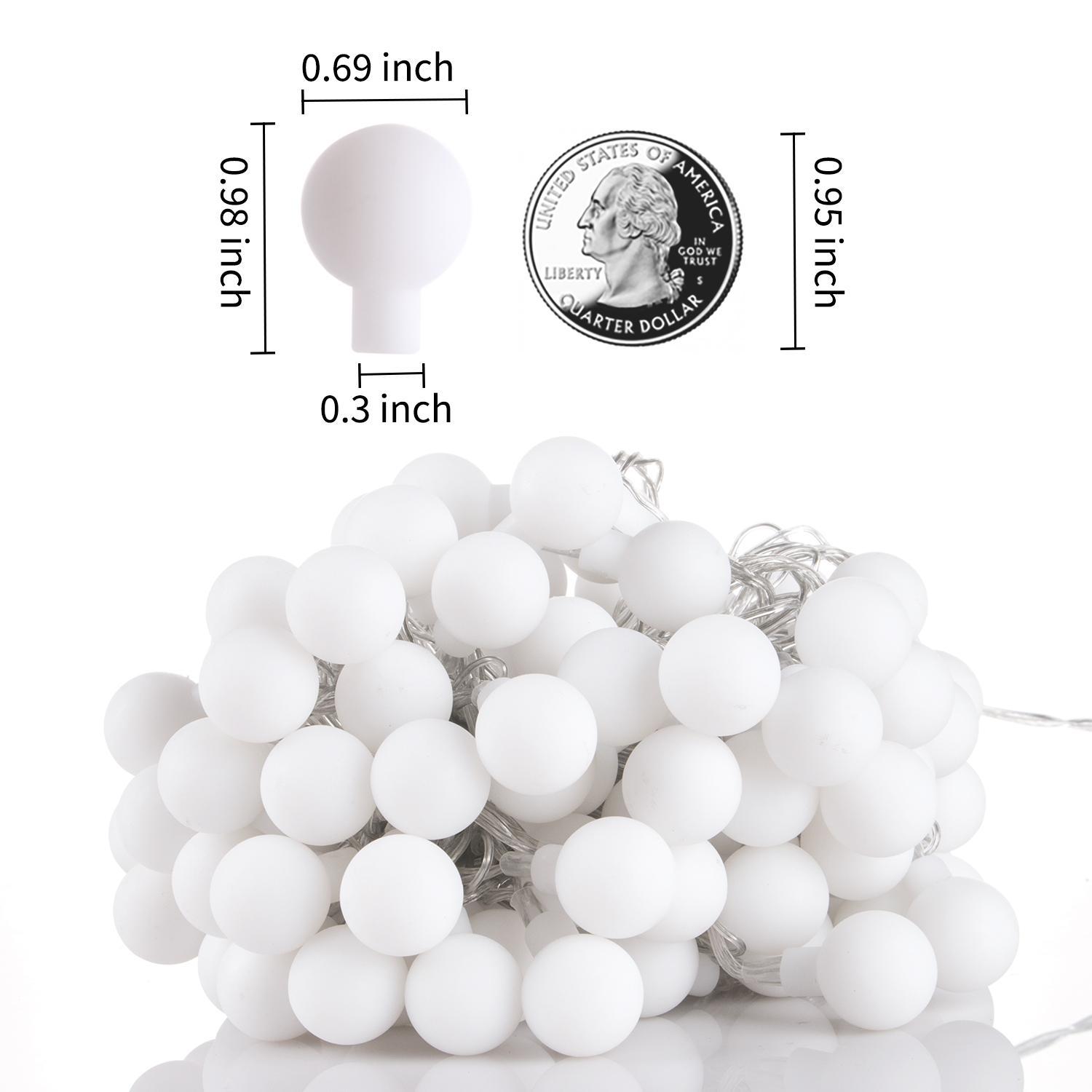 Minetom Globe String Lights, 33 Feet 100 Led Fairy Lights Plug in, 8 Modes with Remote Mini Globe Lights for Indoor Outdoor Bedroom Party Wedding Garden Christmas Tree Decor, Warm White