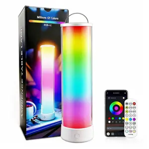 Rechargeable Table Lamp RGB LED Light Bar,Bedside Light Bar w/APP & Remote Control,Bedside Lamp w/Music Sync,Color Change Ambient Lighting for Bedroom,Desk,Decor White