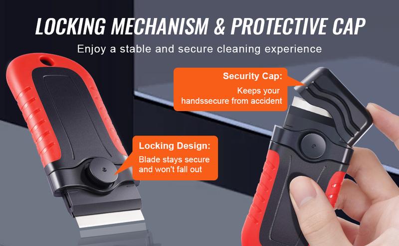 VEVOR Razor Blade Scraper Locking Scraper Tool 15 Extra Blades with Security Cap