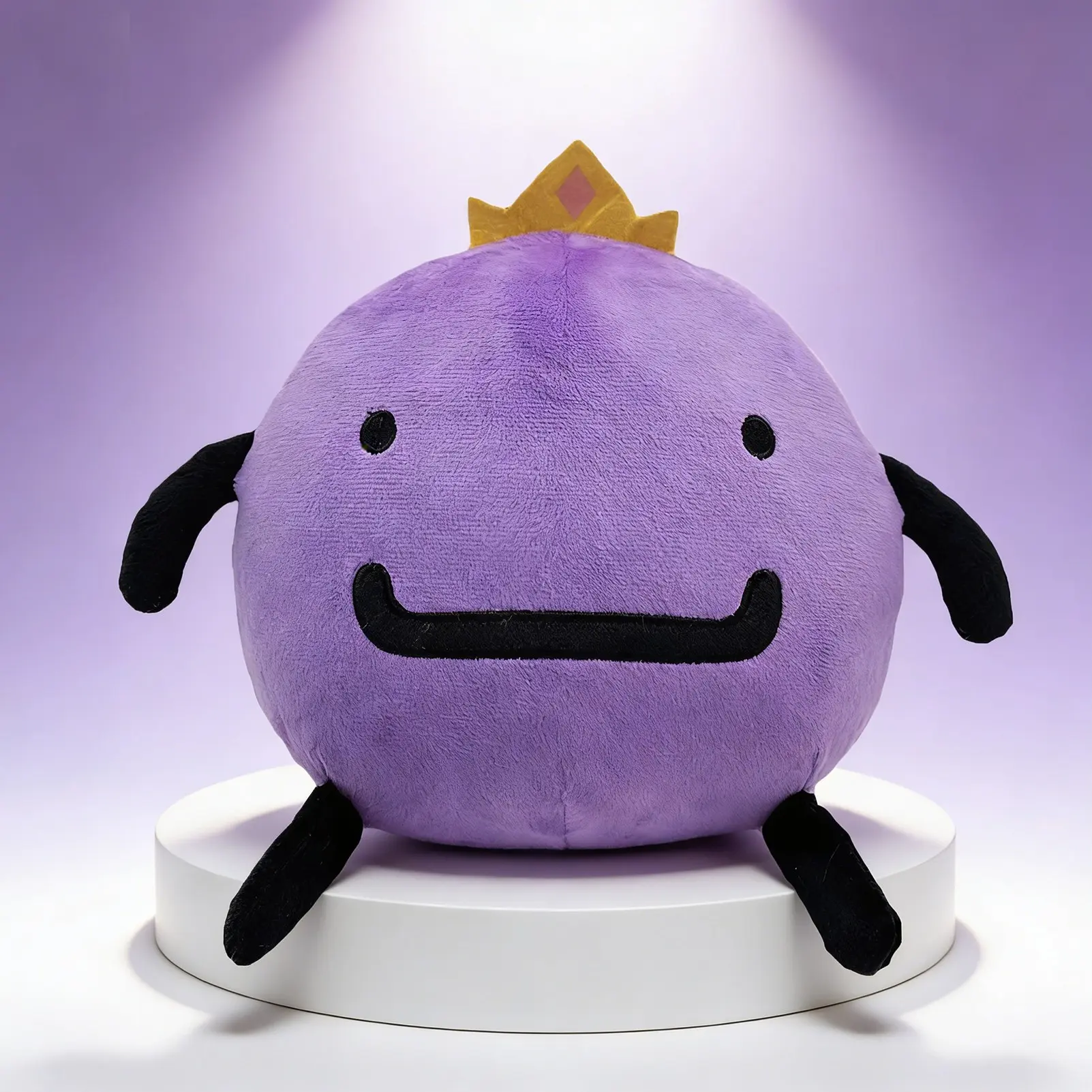 Soft Huggable Purple Wemmbu Plush, Cute Round Stuffed Toy with Gold Crown, Short Plush Fabric, Adorable Character Hugging Pillow for Kids & Teens, Perfect Gift for Gamer Fans, Bedroom Decor, Sofa Cushion