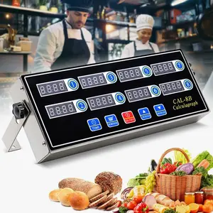 Explorinox CAL-8B Calculagraph Kitchen Timer Stainless Steel Multi-Channel Digital Display with LED Interface Adjustable Bracket Alarm Function for Commercial Kitchens - Utensils, Equipment
