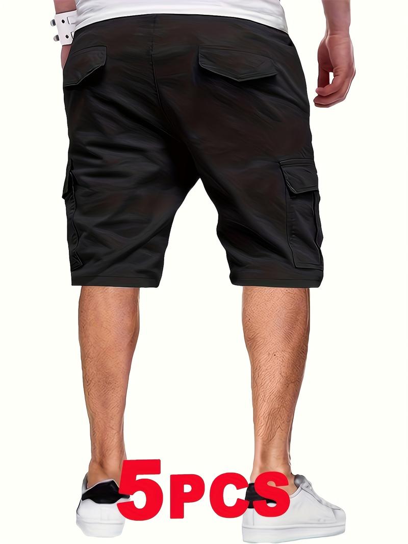 Men's work shorts, pack of 5, men's summer trendy casual shorts, multi-pocket design, durable fabric, wrinkle-free, wear-resistant, tear-resistant, comfortable and breathable, stylish and versatile