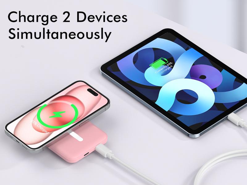 Podoru for MagSafe Battery Pack, 5000mAh Magnetic Power Bank Fast Charging Wireless Portable Charger for iPhone 17/16/15/14/13/12/ All Series