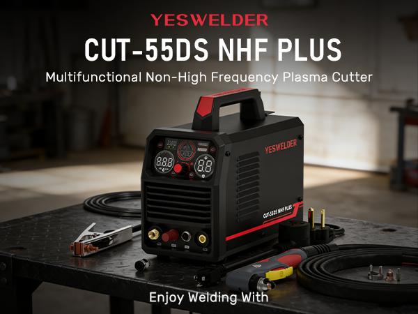 YESWELDER CUT-55DS-NHF-PLUS 110/220V Plasma Cutter 55Amp | Non-HF Start & Non-Touch Pilot Arc | Multifunctional Metal Cutting Machine for Quick Plate/Grid Cutting, Gouging & Marking YESWELDER CUT-55DS-NHF-PLUS 110/220V Plasma Cutter 55Amp | Non-HF Start & Non-Touch Pilot Arc | Multifunctional Metal Cutting Machine for Quick Plate/Grid Cutting, Gouging & Marking