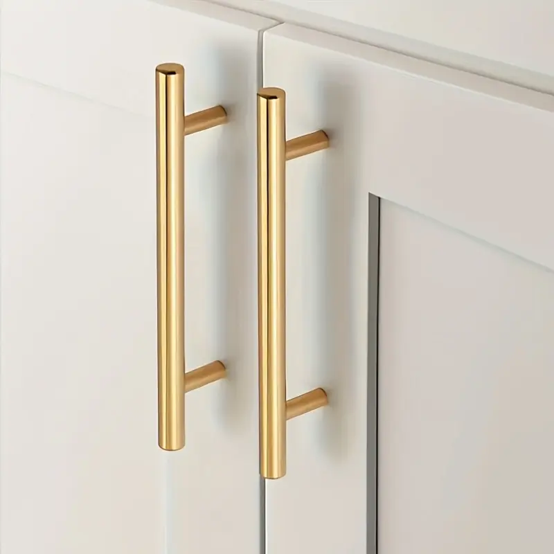20-Pack Brushed Gold Stainless Steel T-Bar Cabinet Handles with Screws, Modern Drawer Pulls Hardware, 150mm Length, Easy Installation