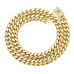 14K Gold-Plated Cuban Bracelet & Necklace – Waterproof, Fade-Proof, Hypoallergenic, Tarnish-Resistant | 6-14mm Thick Miami Cuban Link Jewelry for Men Durable