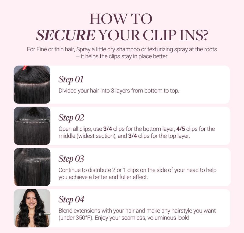 GOOGOO Hair Extensions Seamless Clip in Human Hair Natural Straight