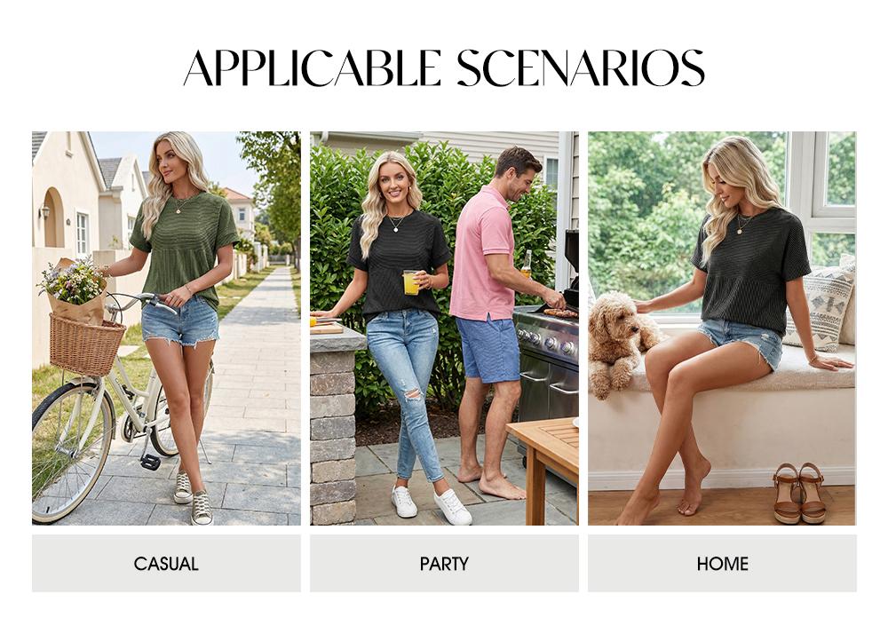 EVALESS Women's Solid Short Sleeve T Shirts Tops Ribbed Knit Striped Crewneck Casual Loose Fit T Shirts 2026 Womenswear Springtok Summer Outfits EVALESS Women's Solid Short Sleeve T Shirts Tops Ribbed Knit Striped Crewneck Casual Loose Fit T Shirts 2026 Womenswear Springtok Summer Outfits