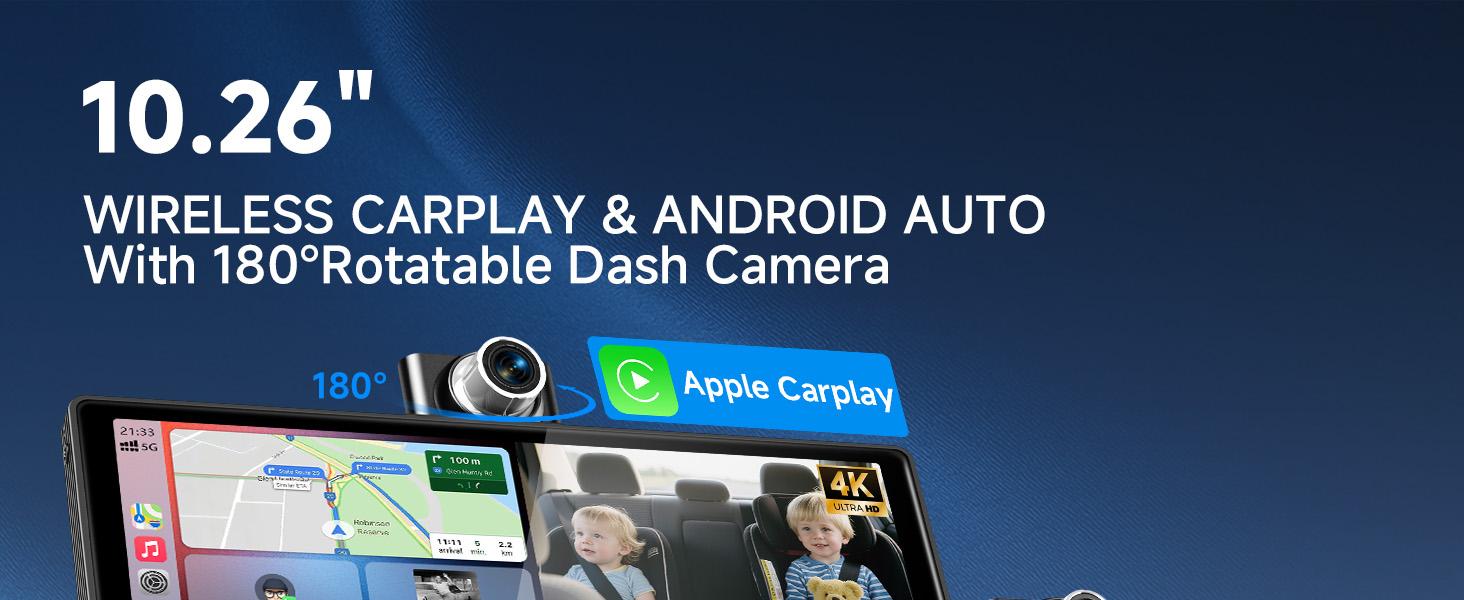 2026 Latest Model 10.26 Inch 4K Ultra HD Portable Car Stereo with Wireless Carplay screen, Carplay Radio touchScreen,Car Video Player，Vehicle Car Entertainment Player, Gifts for Men, Gifts for Boyfriend, Car Accessories, Men Gifts
