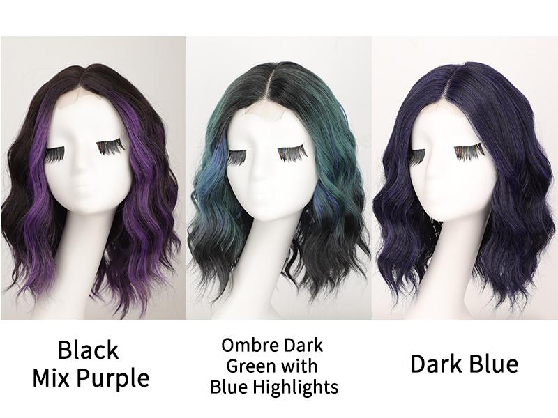 [AISI HAIR]Short Wavy Wig for Women Ombre Brown Lace Hairline Wig Bob Style Synthetic Heat Resistant - Natural Appearance for Everyday Hairstyle 14 Inch