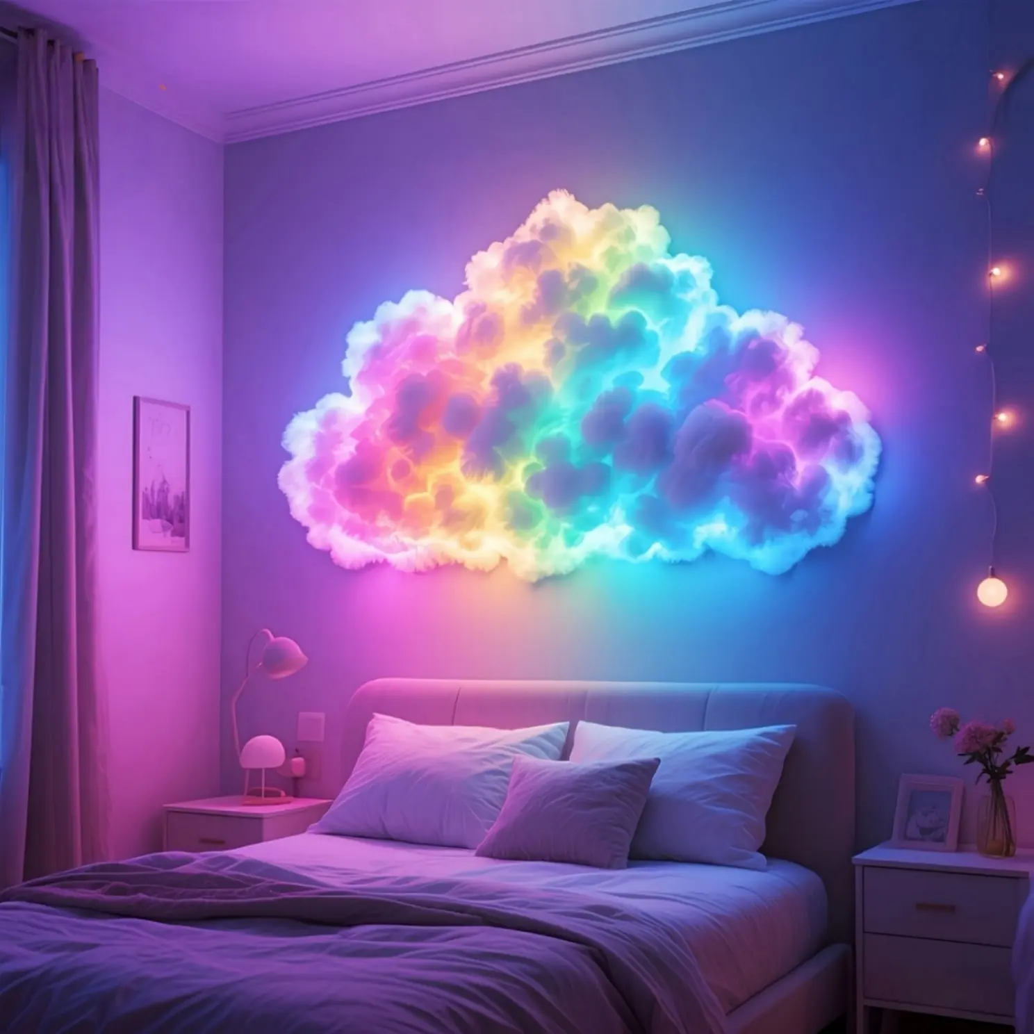 3D Thunder Cloud LED Night Light, Music Sync, Ambient Mood Lighting, for Bedroom, Game Room & Party, USB Powered, Wall & Ceiling Mount