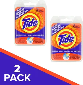 Tide Travel Sink Packets 3ct Laundry Detergent for Hiking, RV, Camping, Backpacking, Outdoors, International (Pack of 2)