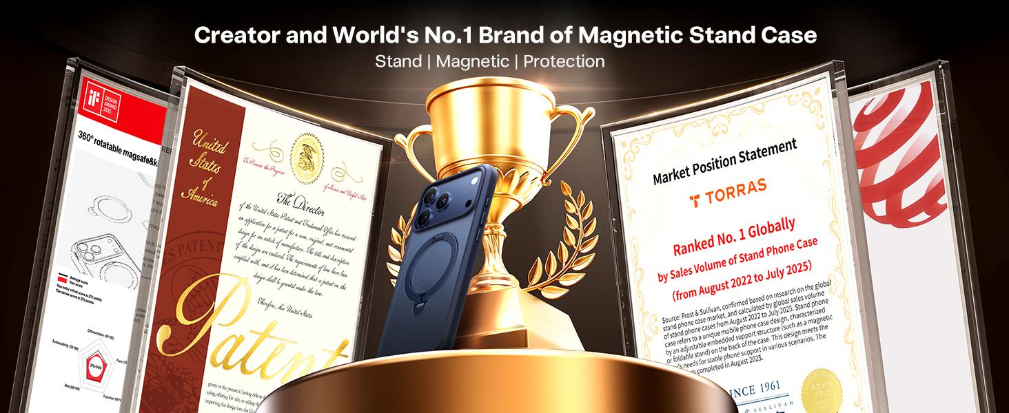 TORRAS OStand Q3 Spin Magnetic Stand Case for iPhone 17 Pro Max with 360° Rotatable Kickstand 4X Military-Grade Protection Protection & MagSafe Compatible