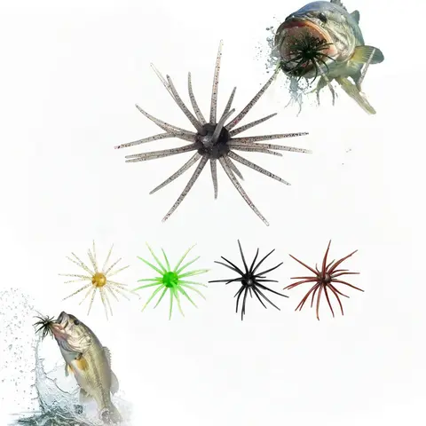 8cm Floating Soft Plastic Fishing Lures Set - Reflective Stars, Sea Urchin Design, Tear-Resistant Worms, Water Balloon Floats, Lifelike Swim Actions, Unique Fluffy Texture, Bass Fishing Gear for Wild Waters Versatile Angling Advantage