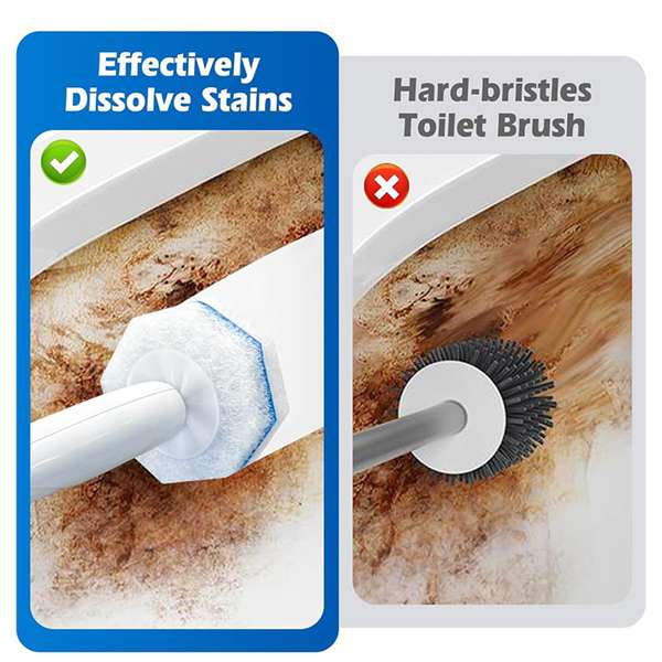 Upgraded Version Disposable Toilet Brush Heads Refill Pack 50 Pieces Durable Fit Most Toilet Brushes Cleaning Tools with Pre-loaded Cleaner for Efficient Bathroom Cleaning