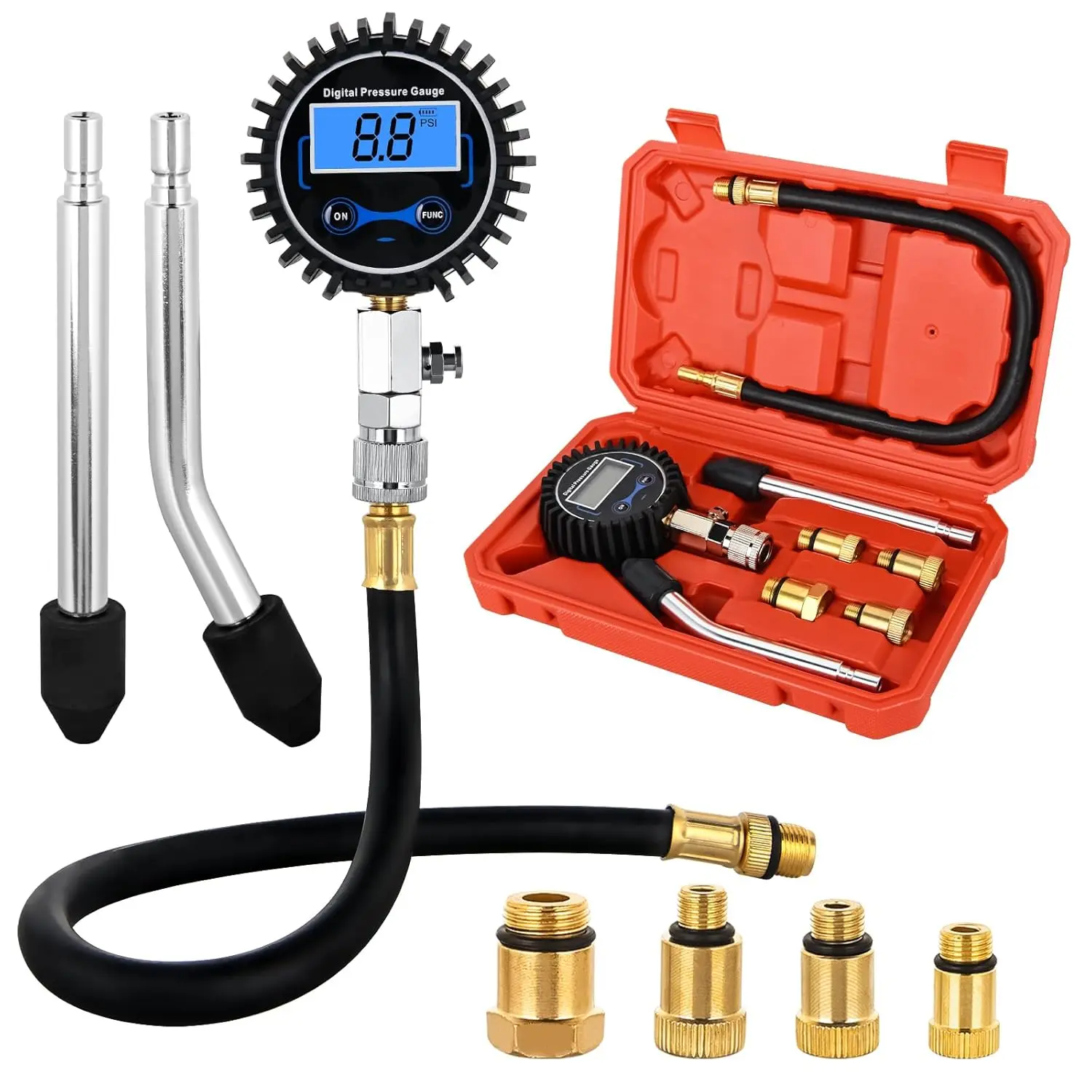 Nilight Digital Cylinder Compression Tester Kit with 0-250PSI Digital Gauge - Automotive Diagnostic Tool for Mechanics, Including Rubber Hose & Acrylic Glass Adapter for Petrol Engine Tests on Cars, Trucks