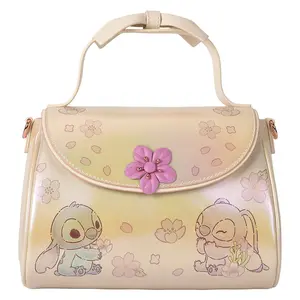Loungefly Disney Stitch & Angel Cherry Blossom Bow Handle Crossbody Bag