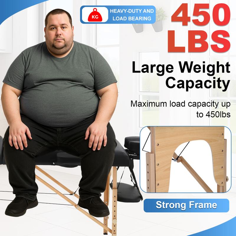 BestOffice Massage Bed Portable Massage Table 24 in Wide Lash Bed Heigh Adjustable 2 Folding with Non-Woven Bag for Spa Footmassage Facial CareSpa Tattoo