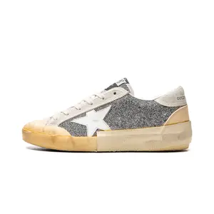 SUPER-STAR CRYSTAL UPPER LEATHER STAR CRYSTAL TOE AND TONGUE SUEDE HEEL RUBBER SPUR "SILVER WHITE ICE VANILLA"