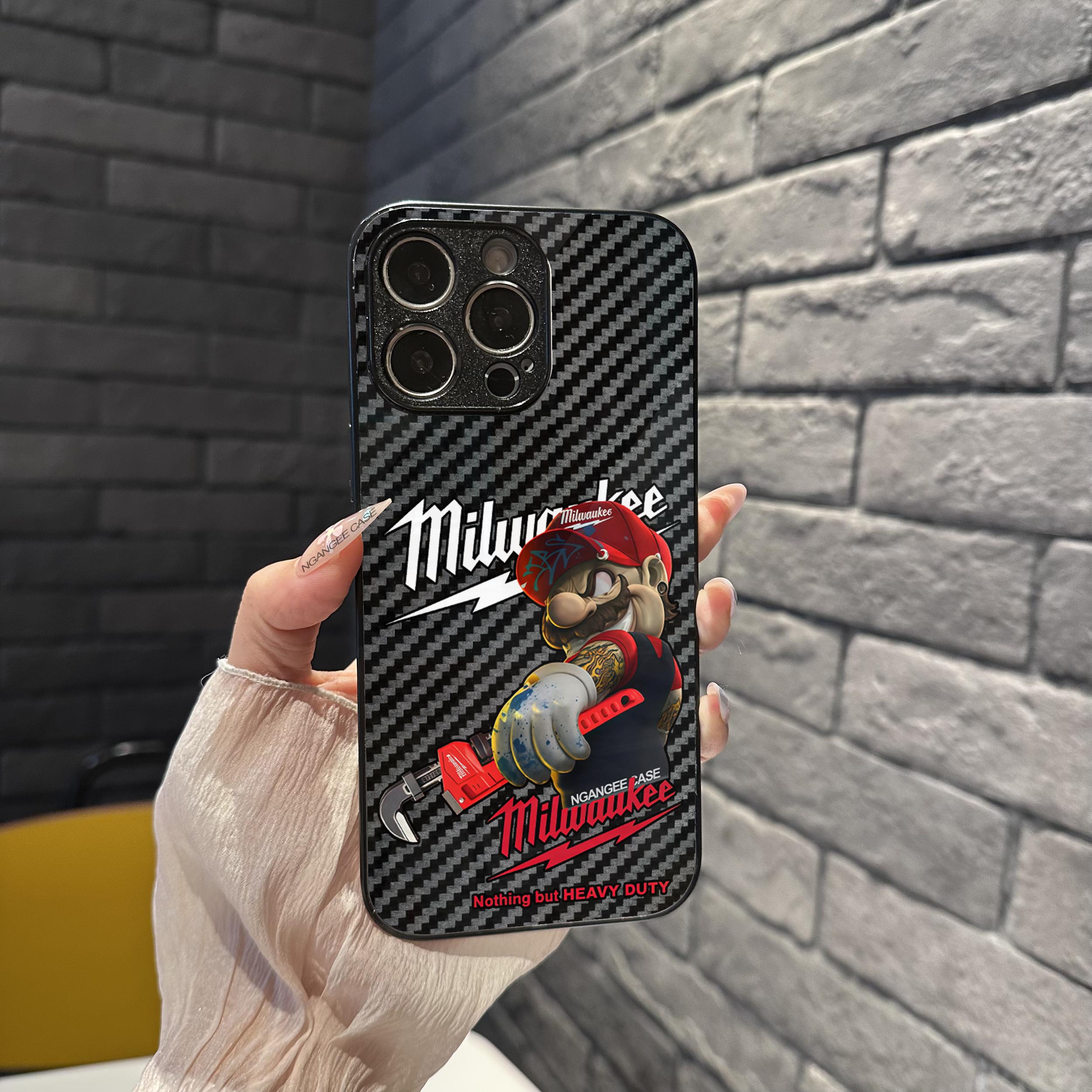 MilwauKee Phone Case for iPhone 16, 15, 14, 13, 12, 11, X, XS, PRO, PLUS, MAX & Samsung Galaxy S26 S25 S24 S23 S22 S21 Ultra Plus | Cool Glass Carbon Fiber Phone Casee #IPMK1
