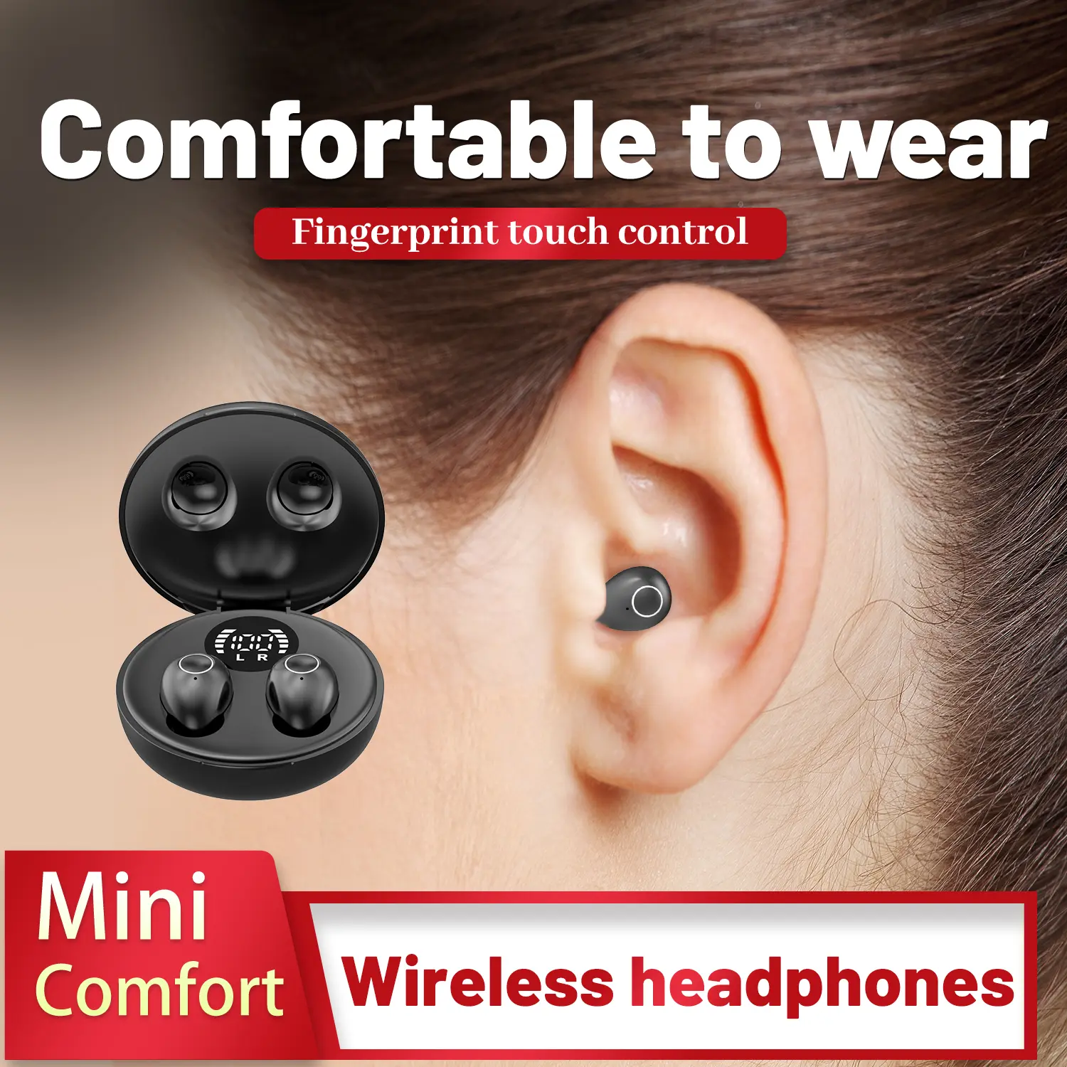 Light Weight Earbuds with Active Noise Cancelling | Black Audio Electronic Headset | audifonos bluetooth para viaje y oficina | Crystal Clear Sound & 40H Battery