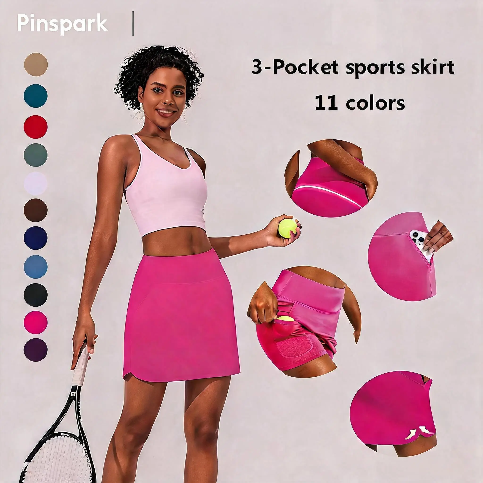 PINSPARK Golf Skirts for Women High Waisted Tennis Skort Skirts with 3 Pockets A Line Athletic Skirt Pickleball Workout #SummerVibes,summerwins,travel essentials,camping essentials tiktokshopbacktoschool,back to school,back to school haul