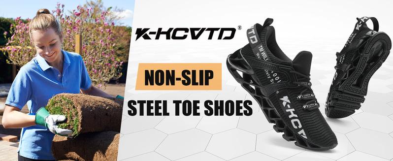 Steel Toe Shoes for Women and Men Wide Fit Non-Slip Composite Work Sneakers Indestructible Comfortable Safety Tennis Shoes Lightweight Breathable Construction Sneakers Puncture-Proof Ergonomic Design