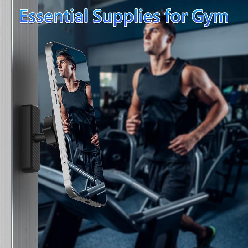 Magnetic Phone Holder for Gym Workouts, 360° Adjustable Phone Mount Compatible with iPhone 12-17 Series, Portable Fitness Accessory for Men & Women