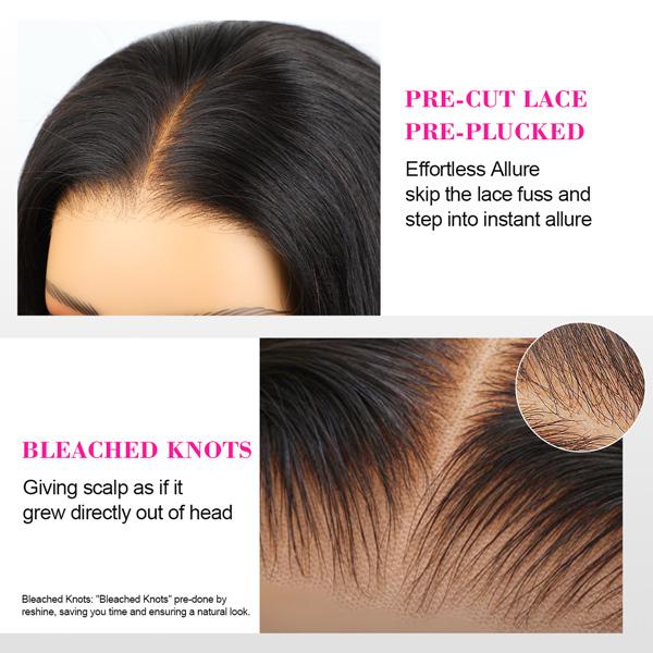 Yaki Straight Wear Go Pre-Layered Cut Bob Wig Pre Cut Glueless HD T Part Lace Front Wig Natural Black Deep Part Lace Glueless Wig #TikTokShopBacktoSchool