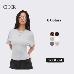 Cider 100% Cotton T-Shirt – Soft Breathable Basic Tee for Women， Non-Transparent Solid Top for Daily Layering & Casual Outfits