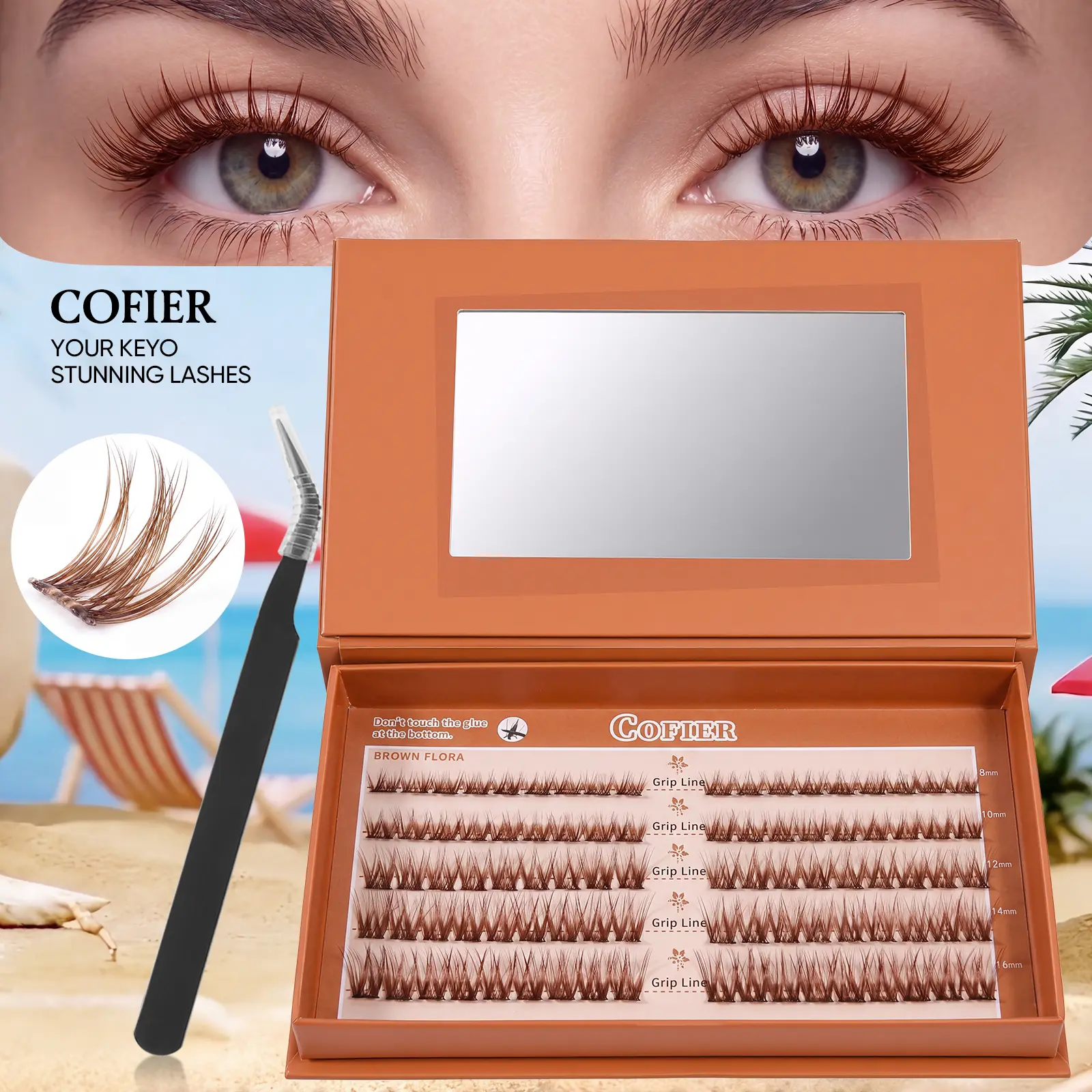 Brown Lash Clusters Kit – Natural, Cat Eye & Fuzzy Styles, Easy to Apply #Summervibes,back to school