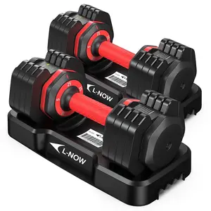 Pooboo 25lbs (1 Pair) Quick Select Adjustable Dumbbells for Homm 5 in 1 Free Weights 5/10/15/20/25lb/50lb Dumbbell with Anti-Slip HanSuitable for Home Gym Exercise Equipment