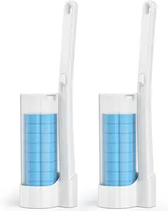 Disposable Toilet Brush 2 Pack- Toilet Bowl Cleaner, Toilet Bowl Brush, Each Toilet Wand with 10PCS Brush Refills for Bathroom Deep Cleaning (2 Pack, White)