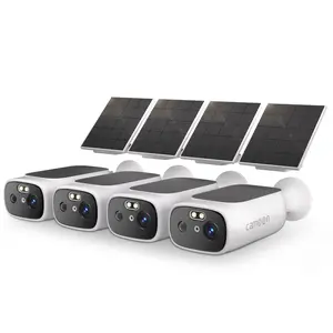 2K Solar Security Cameras Wireless Outdoor-2.4/5Ghz WiFi Cameras for Home Security, AI Motion Detection, Color Night Vision, SD Card/Cloud Storage, Waterproof, Work with Alexa/Google Home (4 Cameras)