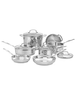 Cuisinart Chef's Classic Stainless Steel 11 Piece Cookware Set with 1.5-qt to 8-qt Pots Skillets & Steamer Insert for Gourmet Meals - Aluminium, Handles