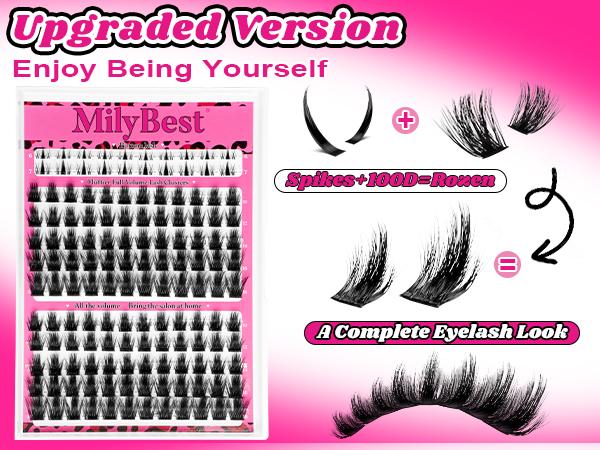 MilyBest Cove Eyelashes ,1 Set Mixed Length Individval Eyelash Extensions Kit,Self Grafting False Eyelashes with Tweezers&Glue&,Prefessional Eye Makeup Accessories for Women