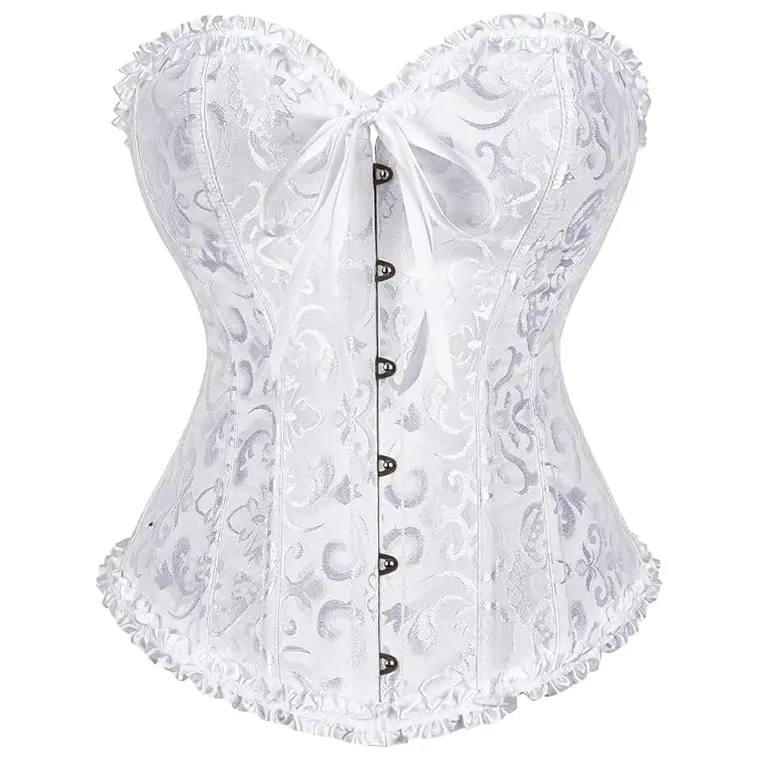 Lace Up Boned Overbust Corset Bustier Lingerie Bodyshaper Top