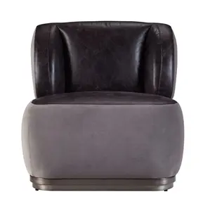Antique Slate Gray Velvet Slipper Chair – Upholstered Accent Chair with Metal Frame (29 in Wide)