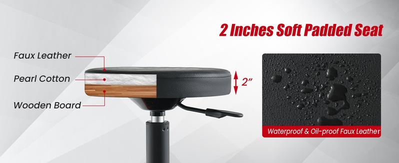 COSTWAY Garage Stool, Rolling Mechanic Stool with 16”-22” Adjustable Height, Universal Wheels, Removable Magnetic Tool Tray, 2” Thick Padded Cushion, 330LBS Capacity, Roller Creeper Seat, Shop Chair