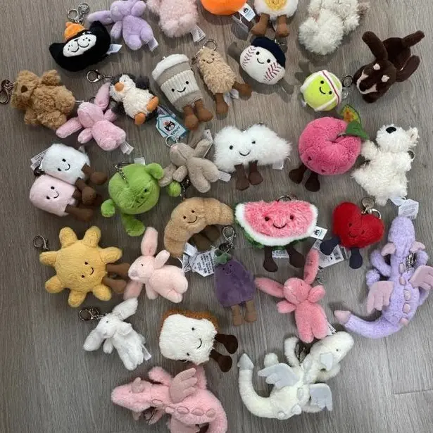Cute Jellycat Plush Keychain Mini Stuffed Animal Toy Soft Bag Charm Keyring Gift for Kids Girls Collectible Fans