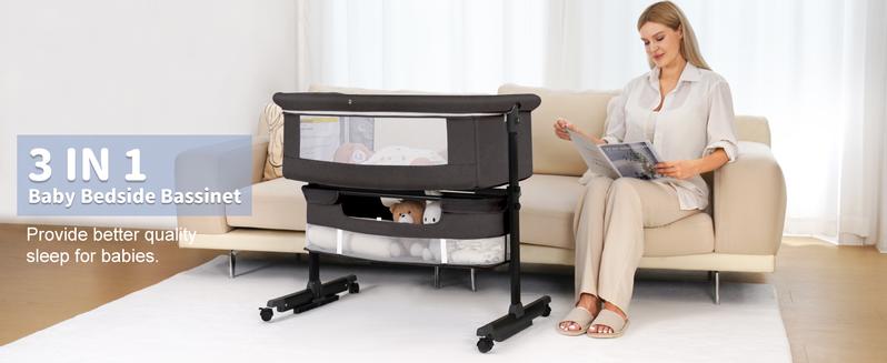 Baby Bassinet, Baby Basinet Bedside Sleeper, Easy to Fold Portable Crib Side Bassinet new Style Girl/boy bassinets