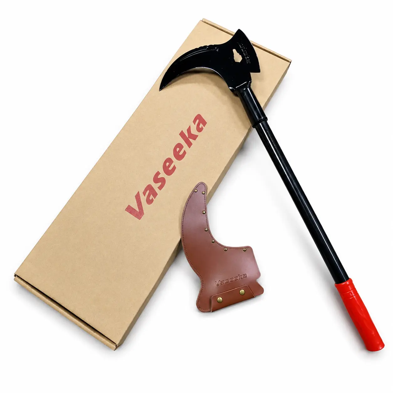 Vaseeka 2-in-1 Heavy-Duty Manganese Steel Garden Pruning Tool, 20-in Wood Handle Cutter for Weeding, Branch Cutting & Outdoor Lawn Maintenance Tasks protective sheath