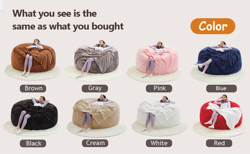3FT/4FT/5'FT/Jumbo bean bag Lazy Sofa Beanbag Chair Extendable, Durable, Soft Memory Foam Furniture with Flannel Free Shipin USA