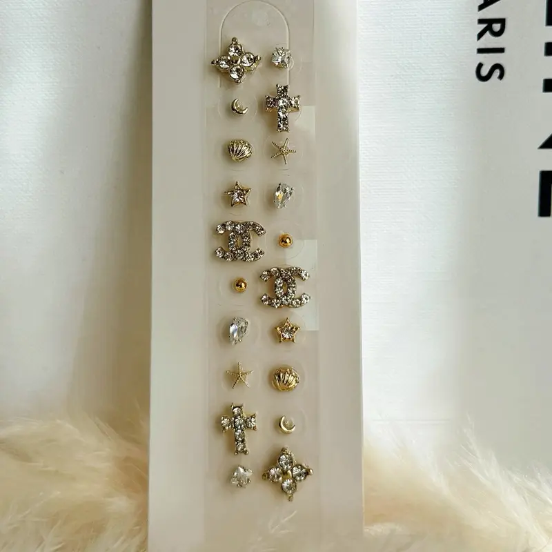 LuluPop Ear Seeds Jewelry No Piercing Magnetic Earrings Luxury Rhinestone Mixed Charm Acupuncture Ear Stickers