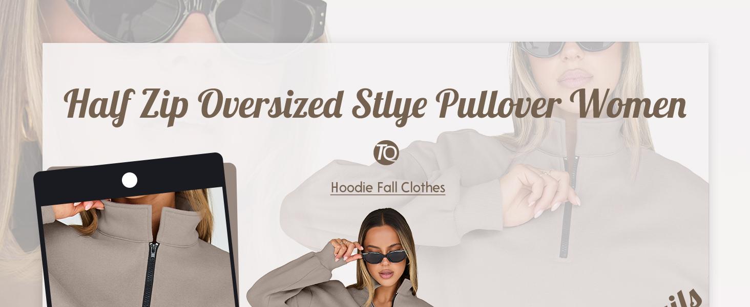 Dlooda Women's Oversized Sweatshirts Fall Fashion Hoodies Half Zip Fleece Pullover Long Sleeve Y2K Style Casual Loose Fit Cotton Tops SpringStatements
