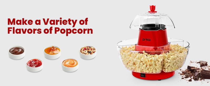 SUSTEAS American Hot Air Popcorn Maker, Electric Popcorn Maker with 4 Serving Bowls and Measuring Cup, Oil-Free, Crunchy & Crispy Quality Kitchen Appliance